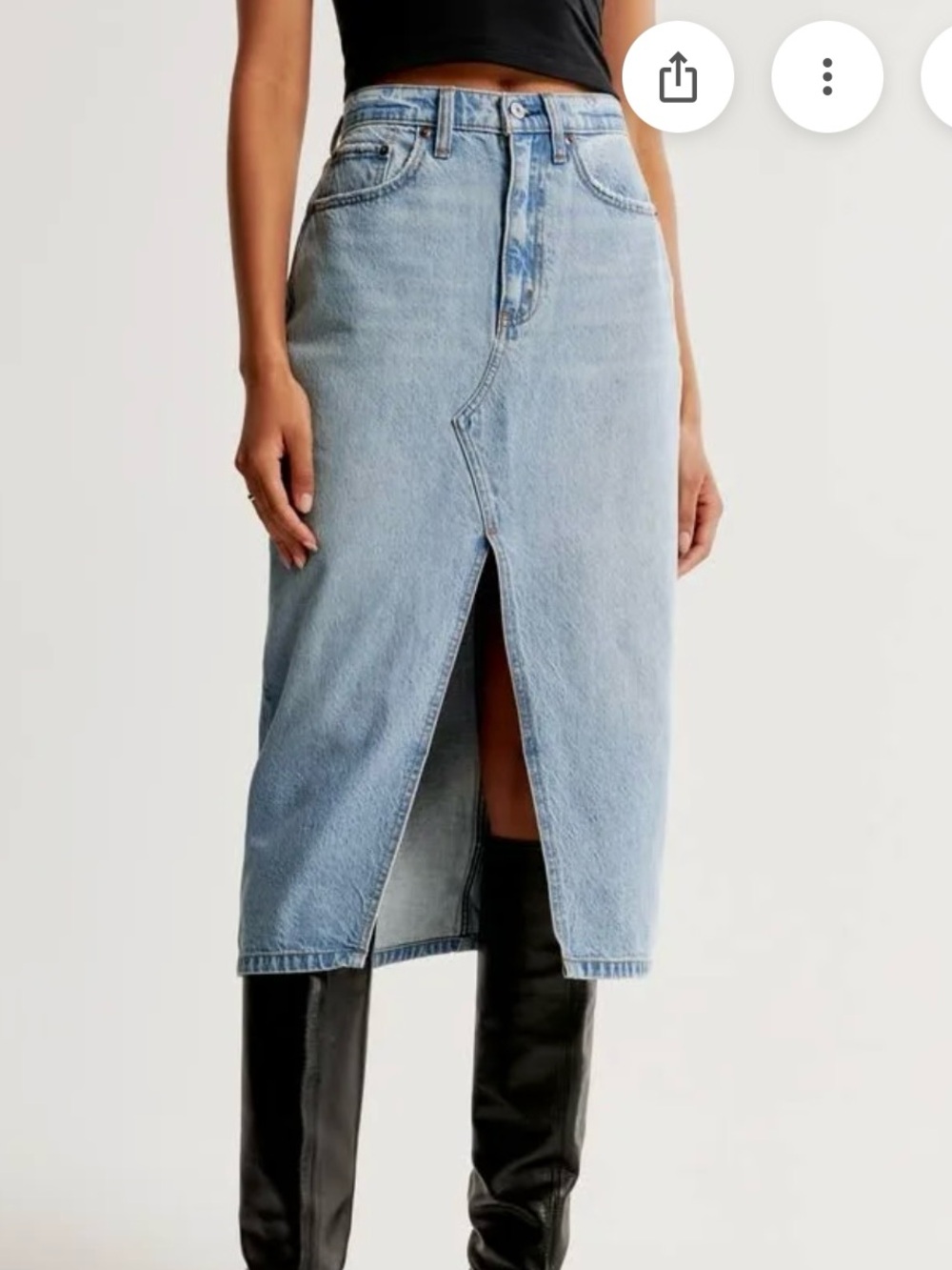NWT Abercrombie & Fitch Light Blue Midi Denim Jean skirt